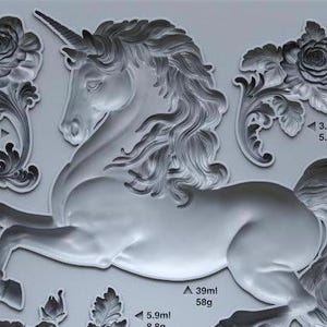 New Summer ! 2024  Unicorns- 6x10 inches Decor IOD  Mould Iron Orchid Design  - 1.00 shipping available -  Resin Air Dry Clay