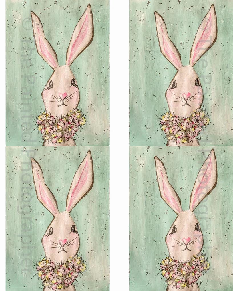 A4 Flopsy Rabbit 3x5 Block | Decoupage Rice Paper | 8.5