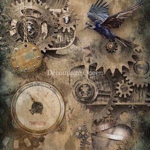Decoupage Rice Paper-   Steampunk Bird  ∙ 350 Decoupage Queen - Retired
