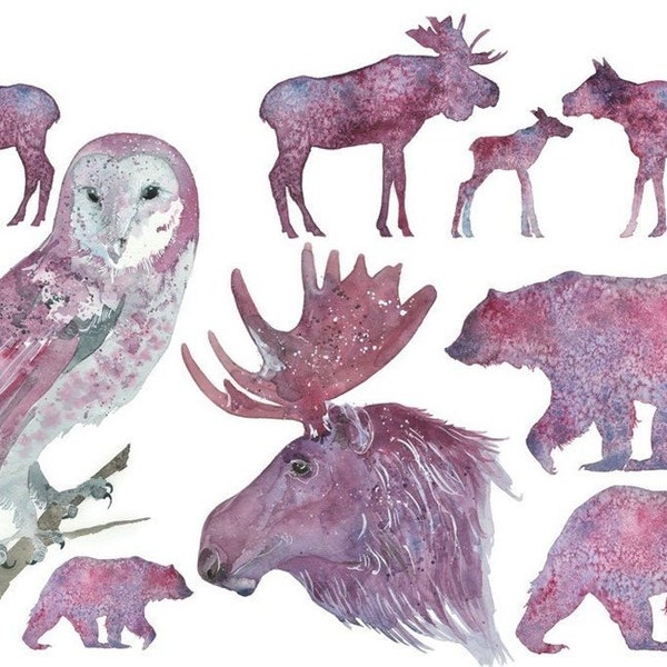 Fall Animals Silhouettes - Roycycled Decoupage Papers - Dollar Shipping Available
