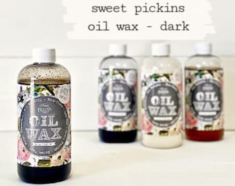 DARK Oil Wax Brown Oil Wax  | Top Coat Final Finishes | All Natural Food Safe 4oz or Pint - Sweet Pickins