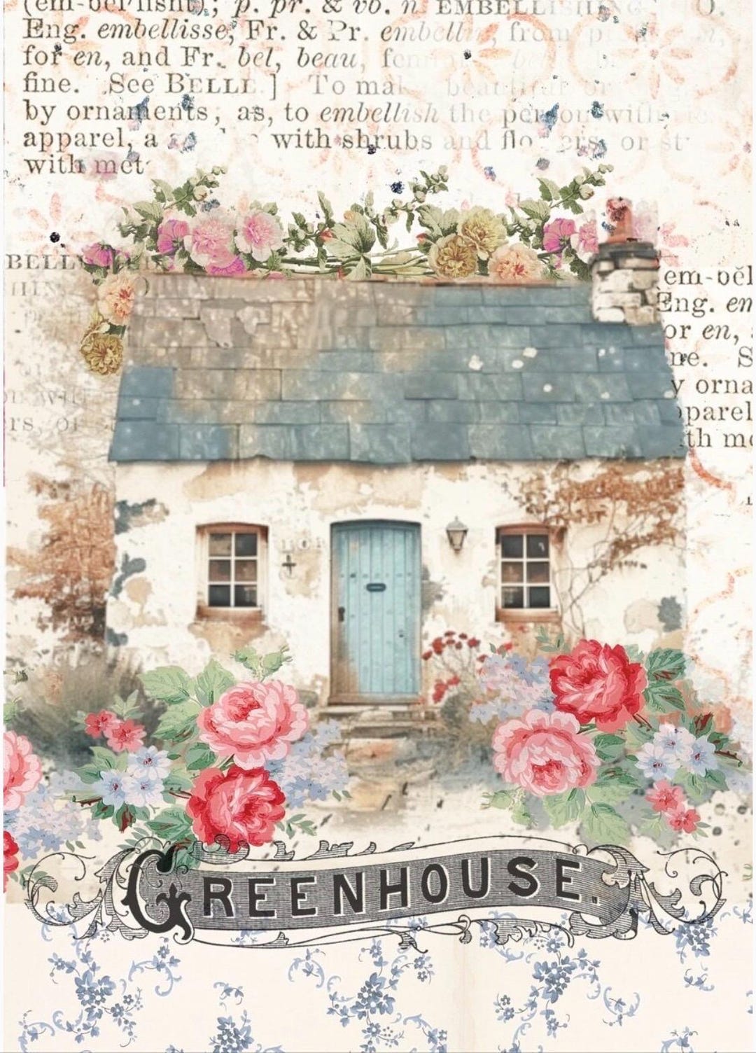 Decoupage Rice Paper- Spring Cottage Summer Cottage - Ellen J Goods New ...