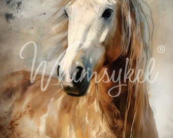 Large Decoupage Tissue Paper Moonstone Beauty | Designs by Whimsykel | 18 lb  | Whimsey watercolor horse wild    | 21 x 29 Inch