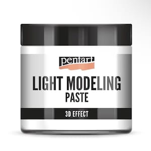 May include: A square, white container of Pentart Light Modeling Paste with a black lid. The product name is printed in large, bold, black letters. The words "3D EFFECT" are printed in smaller, black letters.