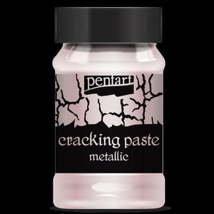 May include: A clear glass jar with a black lid containing metallic cracking paste. The jar has a black label with the text "pentart cracking paste metallic".