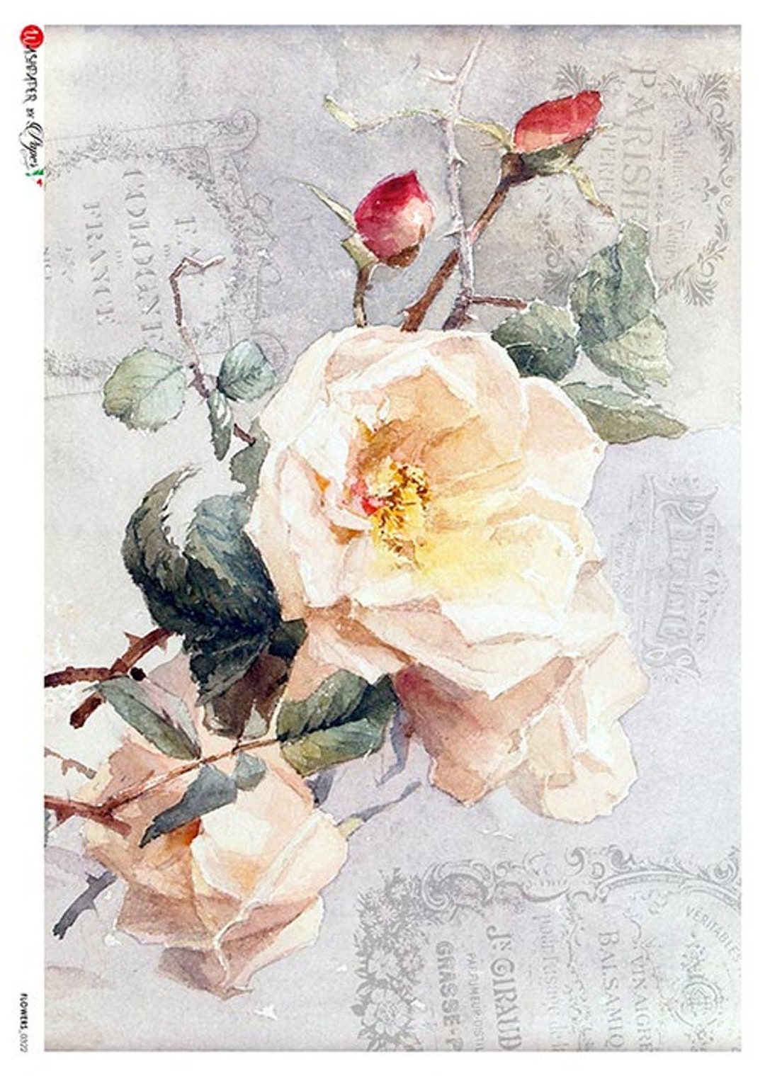 Decoupage Rice Paper- Paper Designs Flowers 0322 Florals- Flower Rose ...