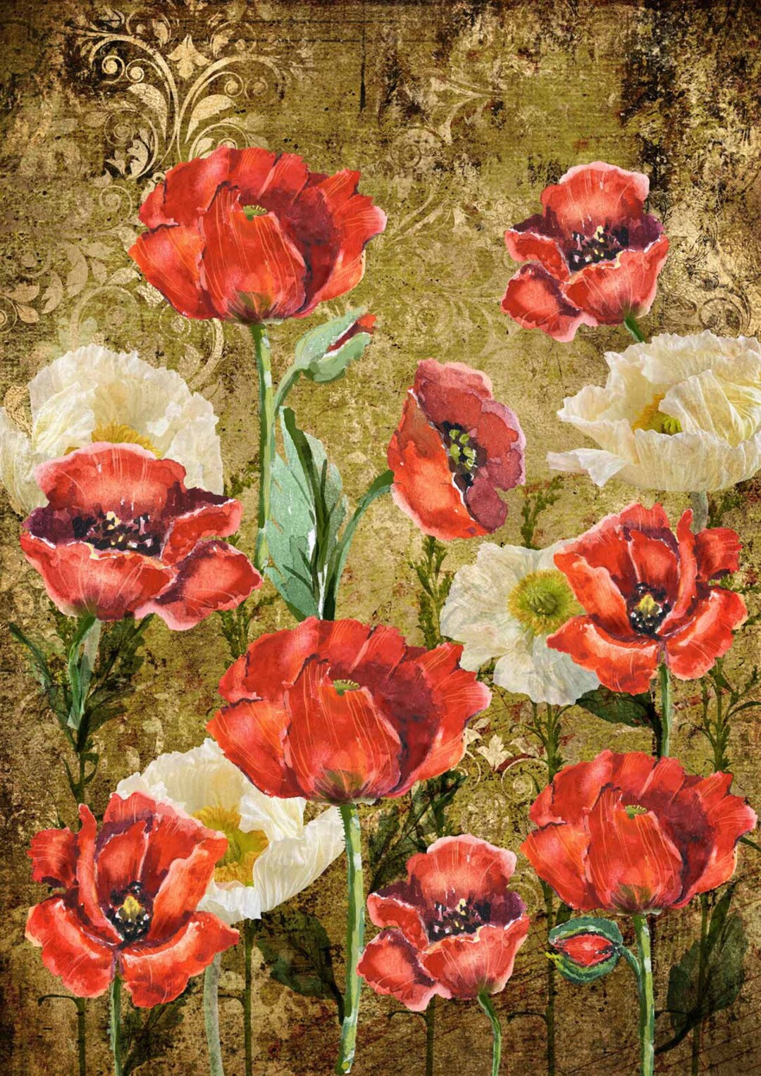 Decoupage Rice Paper- Poppies - A1 , A2 or A3 Size - Rice Paper - 253 ...