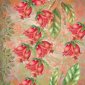 New 2024 Pom Pom Decoupage Paper - A3 Size 16.25 x 11.25 inches.- Three Design Sheets In one package   (Made by Marley) - boho red floral