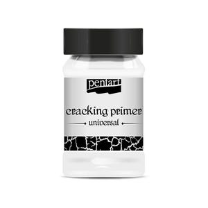 May include: A white jar of Pentart Cracking Primer, a universal primer for creating a cracked effect on surfaces. The jar has a black lid and a black and white label with the text "cracking primer universal".