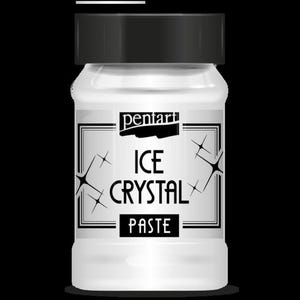 May include: A white jar with a black lid and a black label that says "Pentart Ice Crystal Paste".
