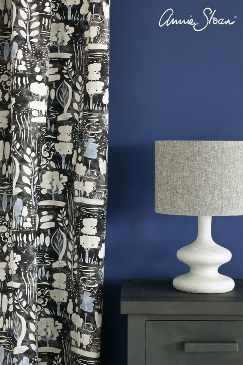 May include: A dark blue wall painted with Annie Sloan Chalk Paint&reg; in the color