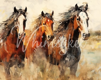 New 2024 Large Decoupage Tissue Paper  Graceful Steeds | Designs by Whimsykel | 18 lb  |  Whimsey Canvas Animal Wild Horses | 21 x 29 Inches