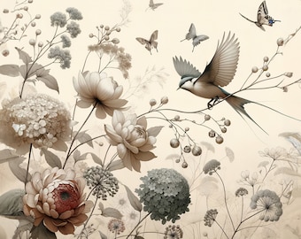New Spring  !  Pale Blossom Mint Decoupage Paper | Mint by Michelle | 18 lb | peach  | Flowers | Rose | Floral |  | A3 Size