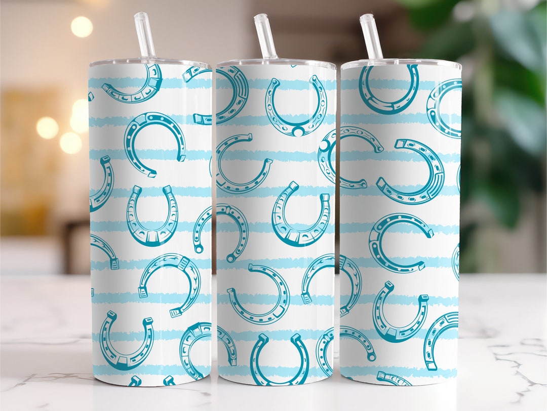 Blue Horseshoe Tumbler Wrap 20 Oz Skinny Tumbler Sublimation Design
