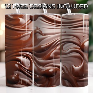 Chocolate Swirls Sublimation Design Ideal for 20 oz Skinny Tumbler Tshirt Bags PNG File PDF File Instant Digital Download #4