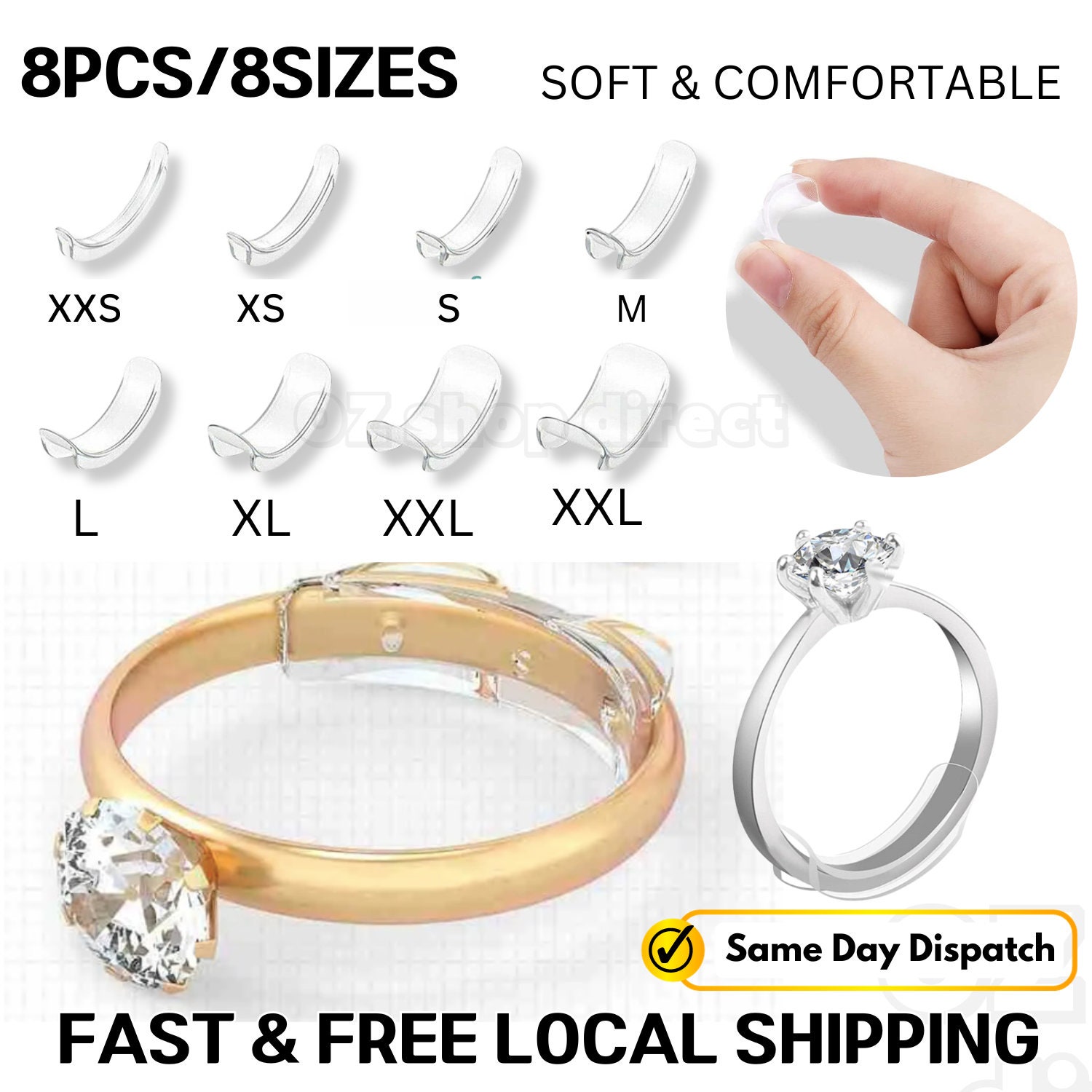 8pcs Ring Size Adjuster Reducer Invisible Guard Resizer Jewellery