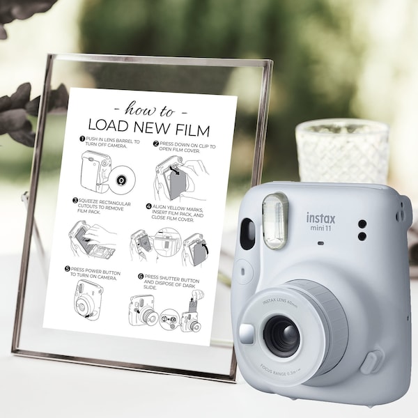 Instax Mini 11 Photo Guestbook Printable Sign • How to Load New Film • Printable Wedding Sign • Camera Instructions • 5x7 • 8x10