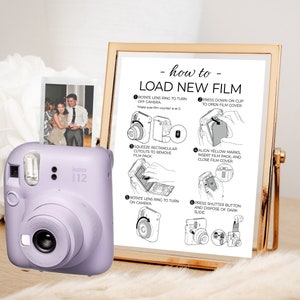 Instax Mini 12 Photo Guestbook Printable Sign • How to Load New Film • Printable Wedding Sign • Camera Instructions • 5x7 • 8x10
