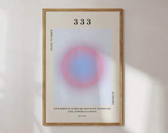 Angel Number Poster 333 Instant Download Aura Print Affirmation Art Spiritual Poster Gradient Print Aesthetic Poster DIGITAL DOWNLOAD