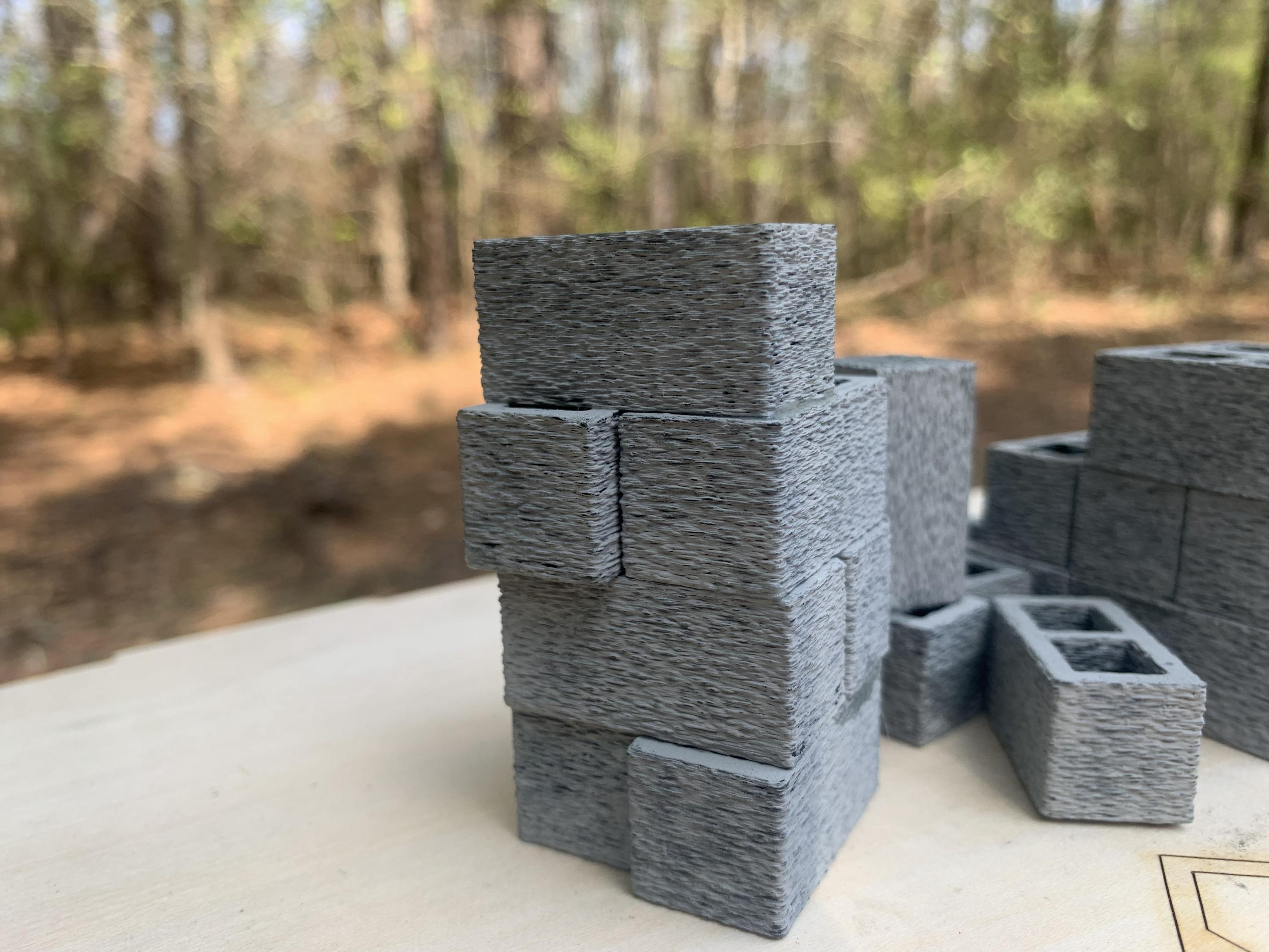 20 Miniature 3D Printed Concrete Building Blocks - Thee Evergreen Under ...