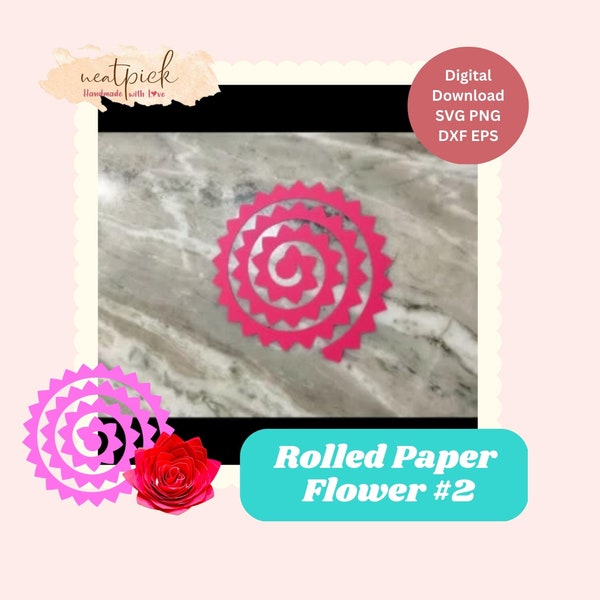 Neatpick 3D Rolled Paper Flower #2 Svg Png Eps Dxf digital file instant download for Cricut Silhouette