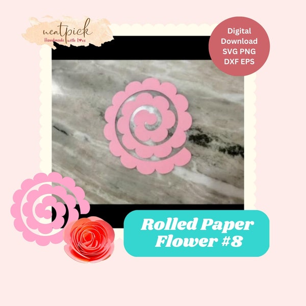 Neatpick 3D Rolled Paper Rose Flower #8 Svg Png Eps Dxf digital file instant download for Cricut Silhouette Neatpick 3D Rolled Paper Rose Flower #8 Svg Png Eps Dxf digital file instant download for Cricut Silhouette
