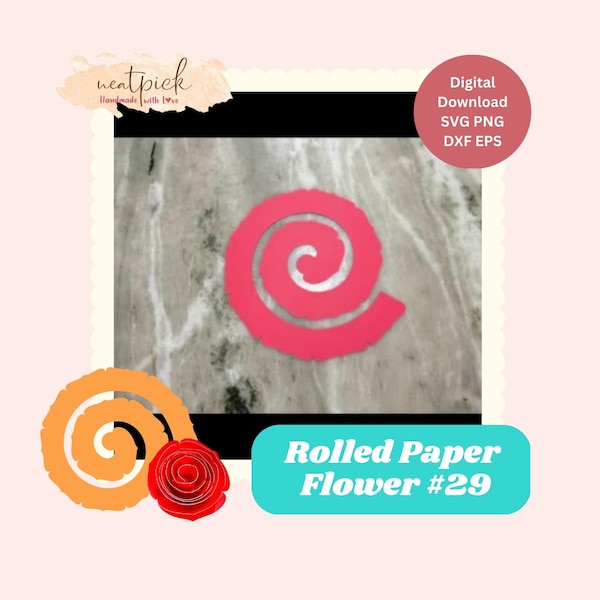 Neatpick 3D Rolled Paper Rose Flower #29 Svg Png Eps Dxf digital file instant download for Cricut Silhouette