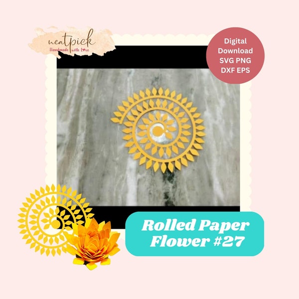 Neatpick 3D Rolled Paper Flower #27 Svg Png Eps Dxf digital file instant download for Cricut Silhouette Neatpick 3D Rolled Paper Flower #27 Svg Png Eps Dxf digital file instant download for Cricut Silhouette