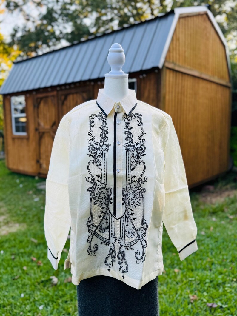 Ready to Ship Barong Tagalog up to 3XL Sports/chinese Collar W/black