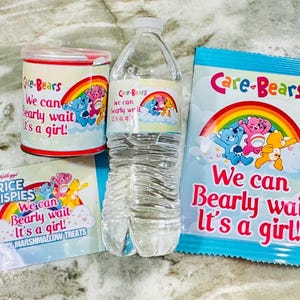 Custom Care Bear Party Favor Labels: Birthday Baby Shower