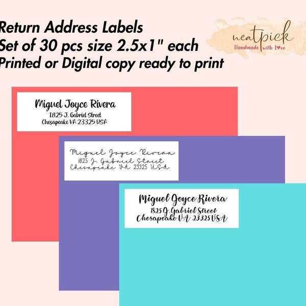 Personalized Return Address Label Sticker Set of 30pcs Printed or Digital Made to Order copy