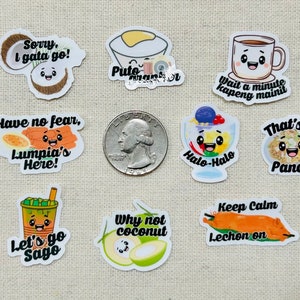 Filipino Food Pun Stickers Set | Asian Food Inspired Stickers | Food Pun Stickers | Weatherproof Waterproof Durable Glossy Die Cut Stickers