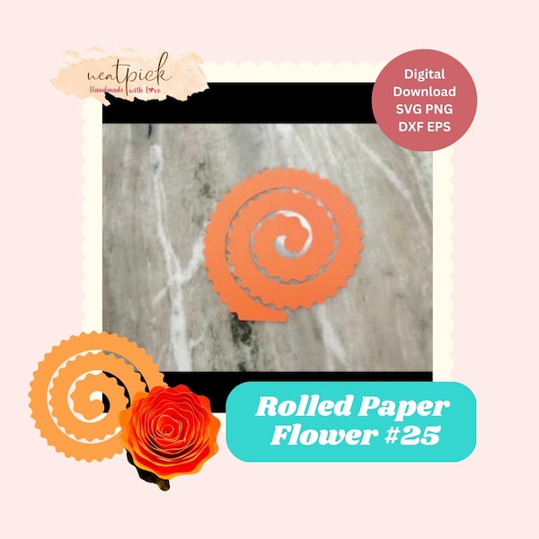 Neatpick 3D Rolled Paper Flower #25 Svg Png Eps Dxf digital file instant download for Cricut Silhouette