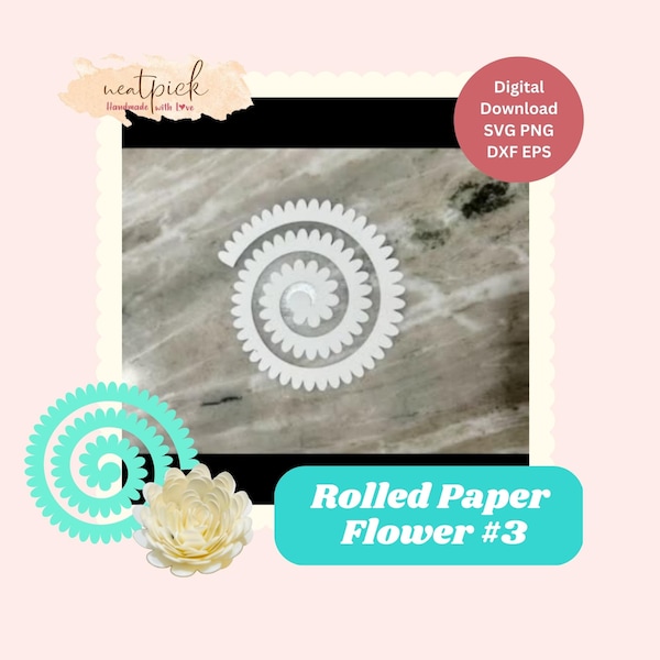 Neatpick 3D Rolled Paper Flower #3 Svg Png Eps Dxf digital file instant download for Cricut Silhouette Neatpick 3D Rolled Paper Flower #3 Svg Png Eps Dxf digital file instant download for Cricut Silhouette