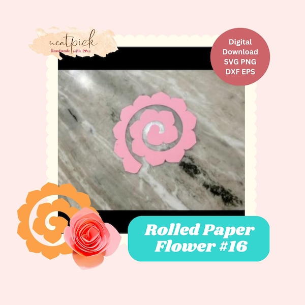 Neatpick 3D Rolled Paper Rose Flower #16 Svg Png Eps Dxf digital file instant download for Cricut Silhouette Neatpick 3D Rolled Paper Rose Flower #16 Svg Png Eps Dxf digital file instant download for Cricut Silhouette
