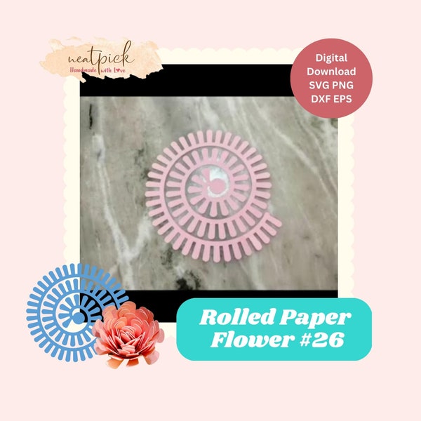 Neatpick 3D Rolled Paper Flower #26 Svg Png Eps Dxf digital file instant download for Cricut Silhouette