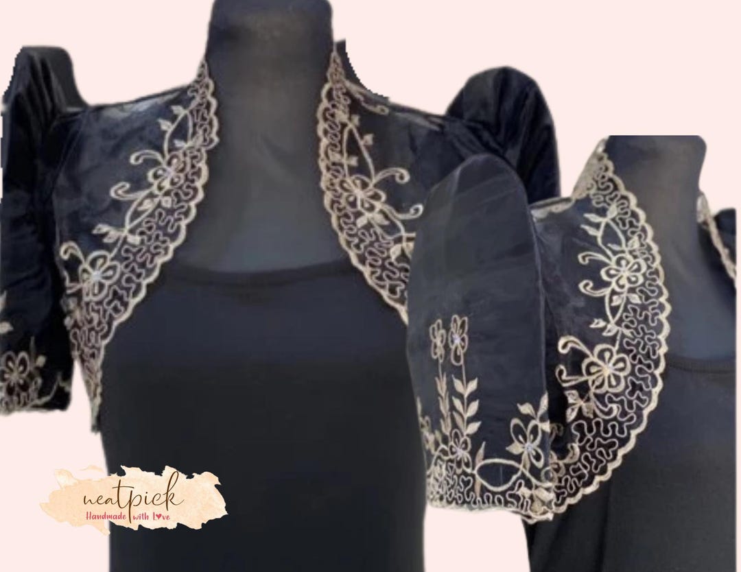 'Luisa' Bolero Filipiniana Sleeves (Black)
