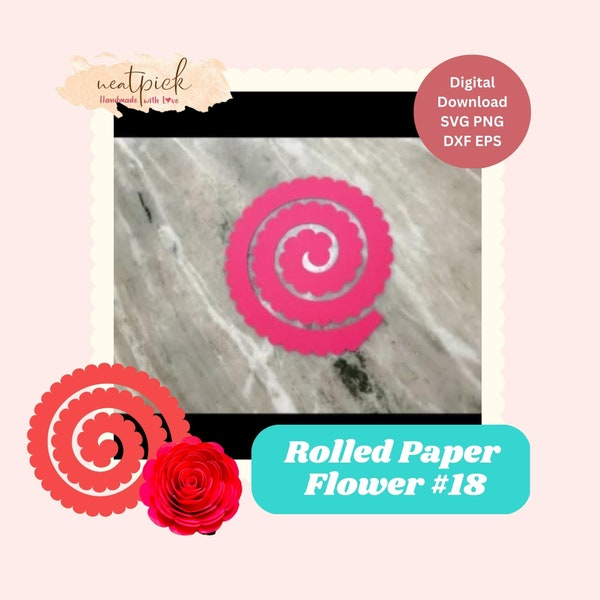 Neatpick 3D Rolled Paper Rose Flower #18 Svg Png Eps Dxf digital file instant download for Cricut Silhouette Neatpick 3D Rolled Paper Rose Flower #18 Svg Png Eps Dxf digital file instant download for Cricut Silhouette