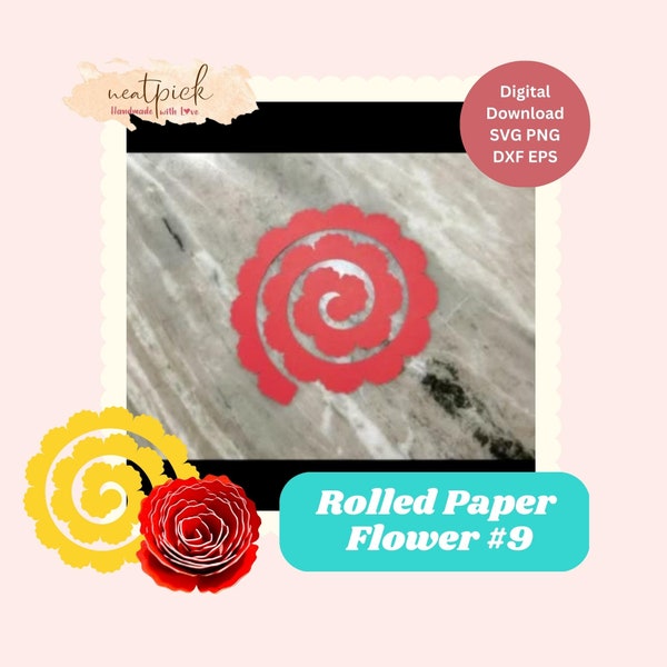 Neatpick 3D Rolled Paper Flower #9 Svg Png Eps Dxf digital file instant download for Cricut Silhouette Neatpick 3D Rolled Paper Flower #9 Svg Png Eps Dxf digital file instant download for Cricut Silhouette