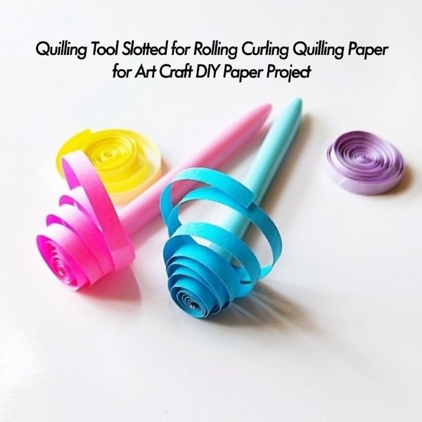 Paper Quilling Tools Slotted Kit Rolling Curling Quilling Needle Pen Pink and Blue for Art Craft DIY Paper Cardmaking Project 2pcs