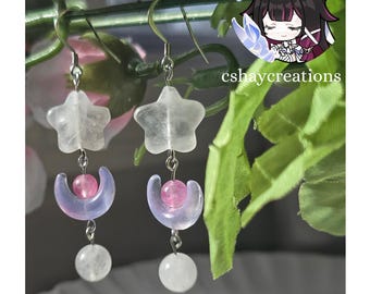 LIMITED RUN| Columbina Inspired Earrings| Genshin Jewelry|Crystal Beaded Earrings| Cosplay Moon