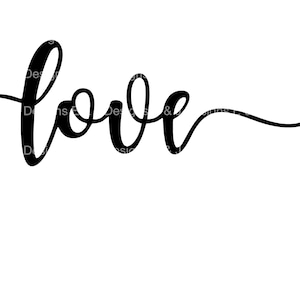 Può includere: Scrittura corsiva in bianco e nero che scrive "love" con un piccolo cuore nero alla fine della parola.