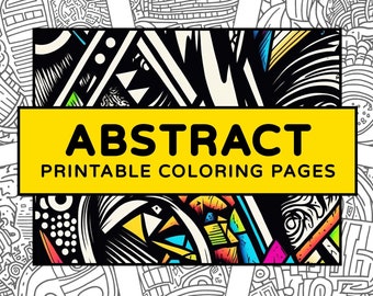 50 Abstract Coloring Pages | Printable Adult Coloring Book | Instant Download PDF