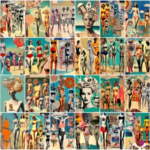 50 PCS | Retro Surreal Bikini Girls Collage Kit | Vintage Printable Posters | Retro Room Decor | High Quality (DIGITAL DOWNLOAD)