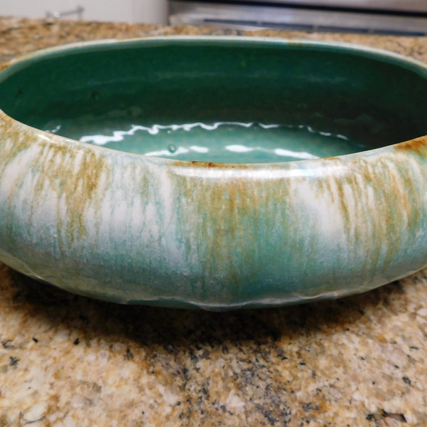 Vintage Roseville Oval Pottery Bowl Planter Drip Glaze Robinson Ransbottom USA