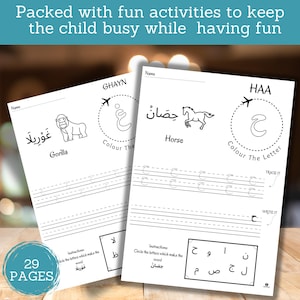 29 Seiten Arabisch Buchstaben Schreibübung Arbeitsblätter Klasse 1+ | Arabisch Nachverfolgung für Kinder, Islamische Arbeitsblätter für Homeschool für Kinder PDF Printable
