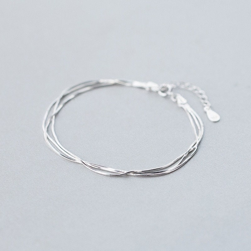 Minimalist Sterling Silver Bracelet Dainty Silver Bracelet Etsy