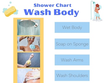 Shower Wash body Sequence Visual Support, Taking A Shower, Shower Visual Sequence, Shower Visual Support, Autism Shower Routine Strategies