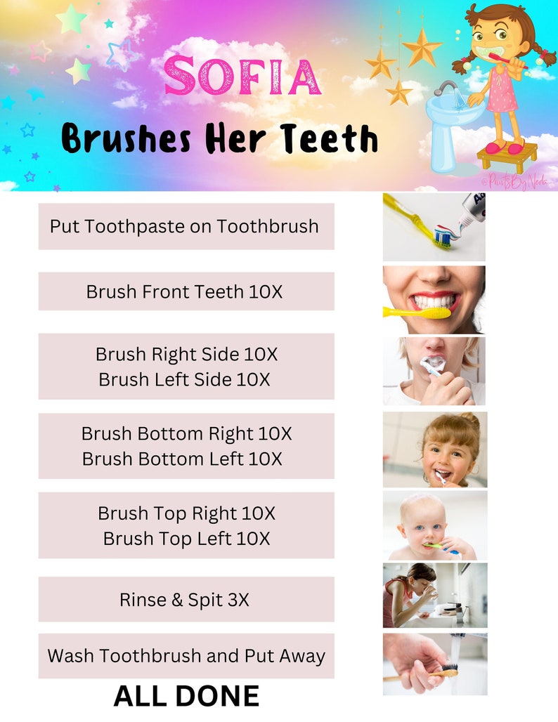 Customizable Brush Teeth & Floss Printable, Brush Teeth Flossing Chart, Toddler Brushing, Teeth