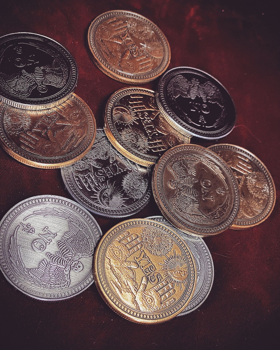 YES NO Letter Challenge Coins Lucky Divination Wish Coin Decision Maker Flipping Coin Commemorative Coin Party Favors Souvenir Gifts